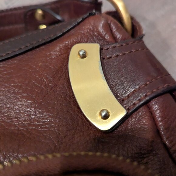 B. Makowski Brown Soft Leather Shoulder Bag Y2K Slouchy Front Pockets Brass - Picture 8 of 16